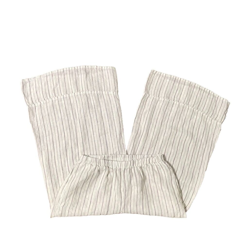 FLAX Balloon Wide Leg Cropped 100% Linen Pants Lagenlook P(4-6) White Women - Picture 4 of 10